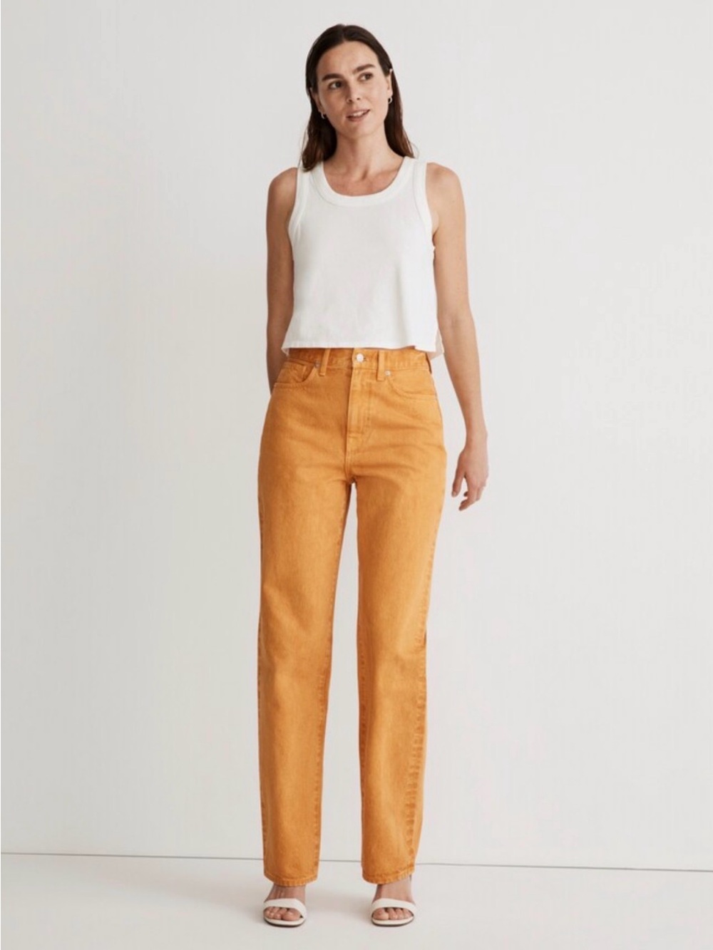 NWT Madewell 100% Cotton Garment-Dyed Ochre Baggy Straight Jeans Size 24